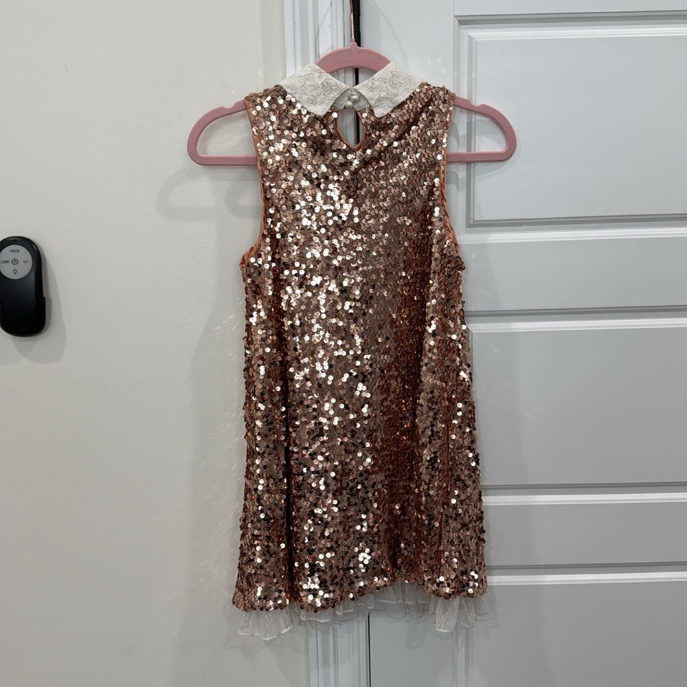Beautees Girls Fancy Party Holiday Dress Rose Gold Sequins Formal Dance, sz 10 - Picture 7 of 8